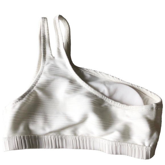 Jessica Simpson Basic Solids Textured One Shoulder Bikini Top White Small NWT - Picture 3 of 8